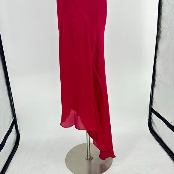 Haute Hippie 100% Silk Cowl Neck Racerback Dress Small Raspberry Red Fairy Party - Picture 9 of 14